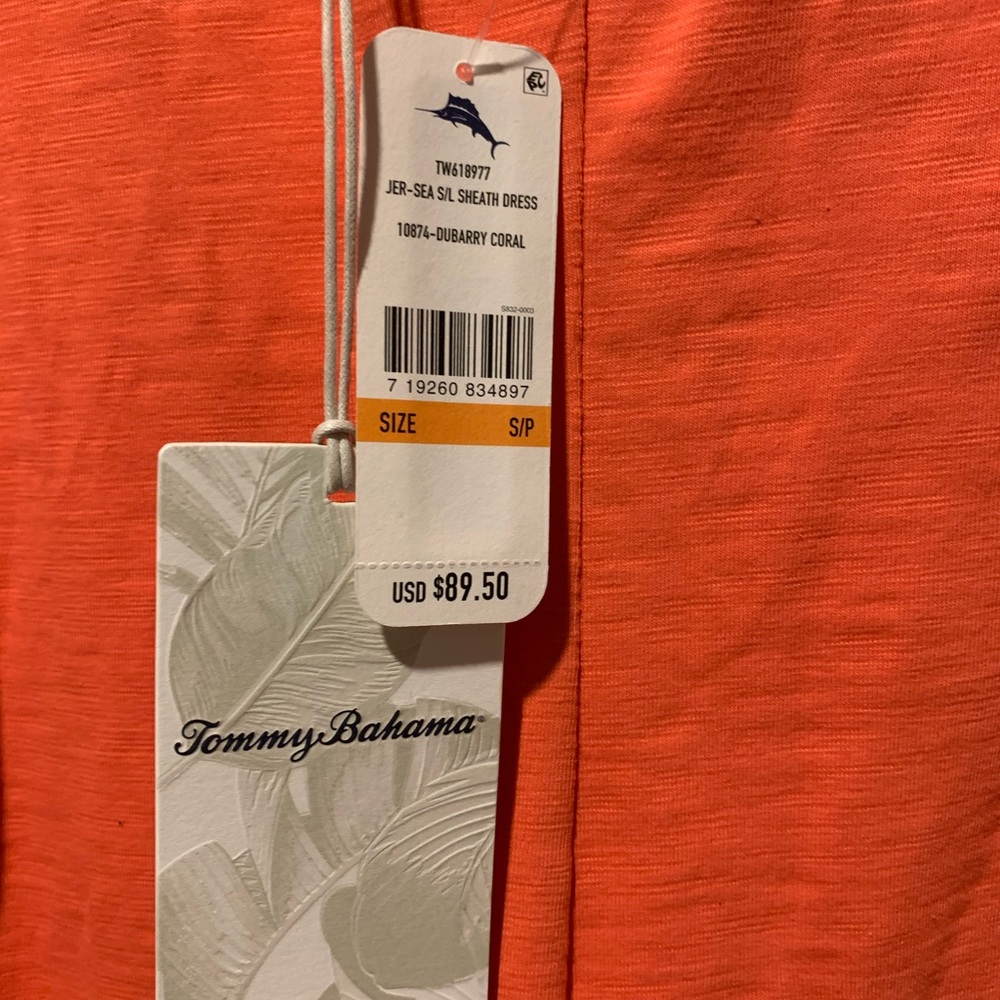 🌴TOMMY BAHAMA Jer-Sheath S/L Dress.     NWT - Picture 7 of 7